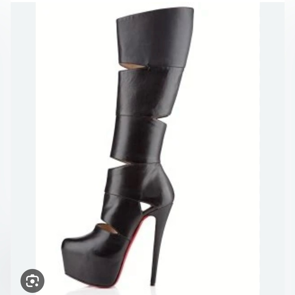 💯 Authentic Christian Louboutin “Bandita” Black Leather Boots 160mm Size 36.5!! - Picture 11 of 15